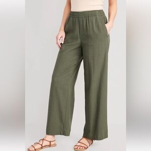 NWT Old Navy Olive Wide-Leg high rise Pull-On Pants size small petite